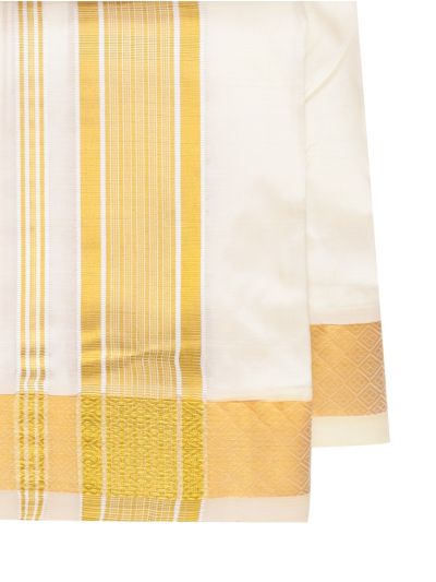 Men’s Traditional Off White color Pure Silk Dhoti and Angavastram