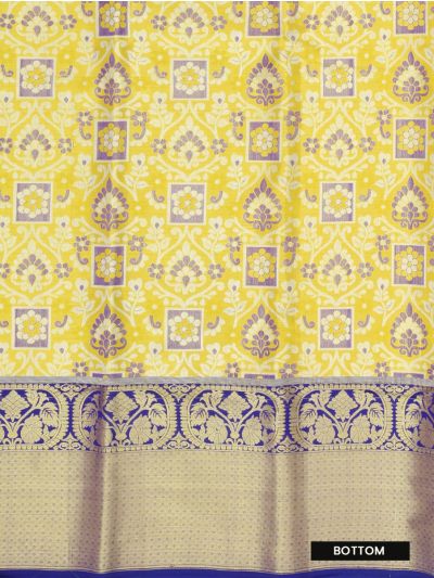 Kanmanie Emerald Glow Pure Silk Floral Jaal Brocade Pattu Pavadai Material