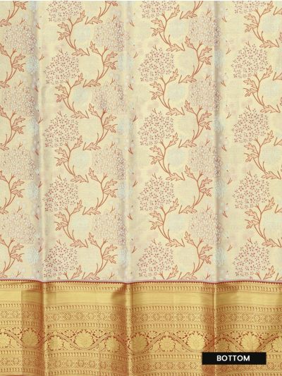 Kanmanie Emerald Glow Pure Silk Floral Jaal Brocade Border Pavadai Material