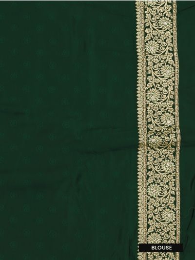 Gracecharm Raw Silk Peacock Floral Jaal with Brocade Pallu Saree