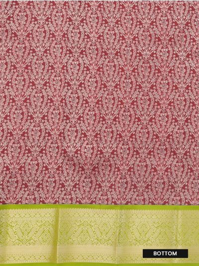 Gracecharm Emerald Glow crimson red Art Silk Girls Pavadai Dhavani Material Set