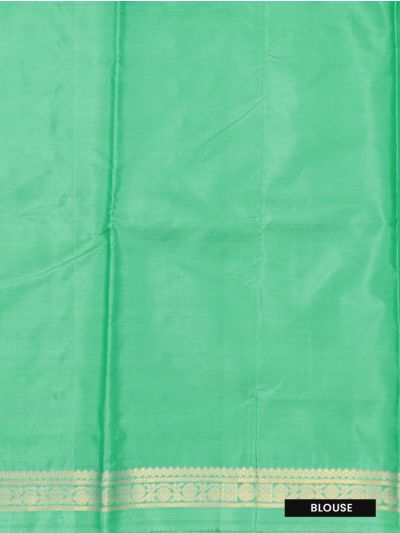 Kanmanie Vazhainaar Pattu Teal Blue Silver Butta Green Pallu Saree