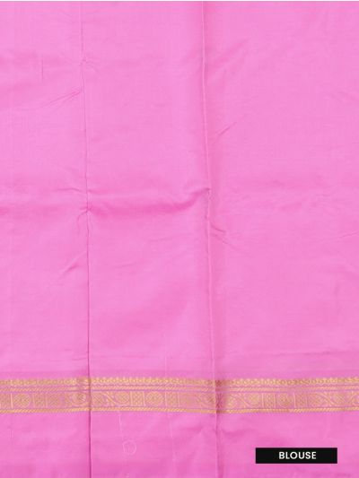 Kanmanie Vazhainaar Pattu Mint Green Leaf Butta Pink Pallu Saree