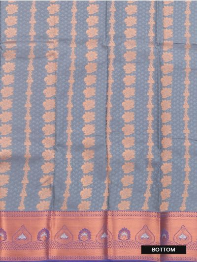 Gracecharm Emerald Glow Slate Grey Art Silk Girls Pavadai Dhavani Material Set