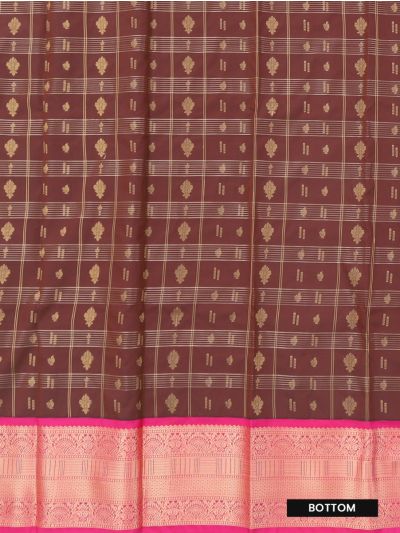 Gracecharm Emerald Glow dark maroon Art Silk Girls Pavadai Dhavani Material Set