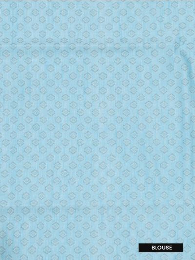 Kanmanie Softy Silk Pastel Sky Blue Leaf Geometric Pallu Saree