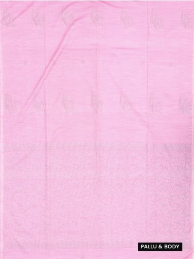 Kanmanie Softy Silk Pastel Pink Leaf Geometric Pallu Saree