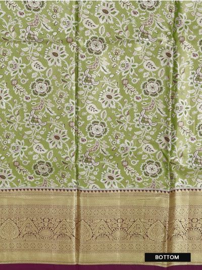 Gracecharm Art Silk Floral Jaal Ornamental Brocade Pattu Pavadai Material