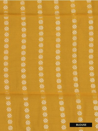 Kanmanie Softy Silk Pista Floral Butta Mustard Pallu Saree