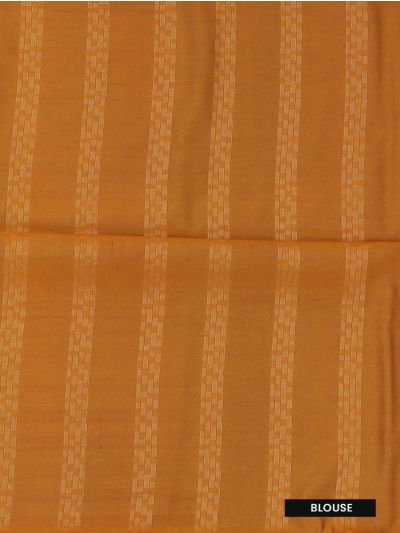 Kanmanie Softy Silk Bottle Green Geometric Butta Orange Pallu Saree