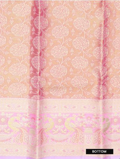 Gracecharm Pure Silk Floral Jaal Peacock Brocade Pattu Pavadai Material