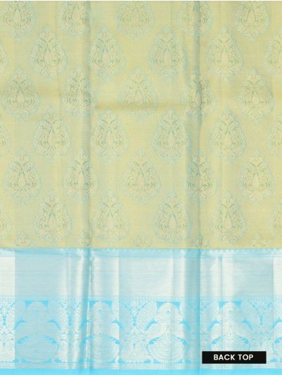 Gracecharm Pure Silk Floral Medallion Butta Zari Border Pattu Pavadai Material