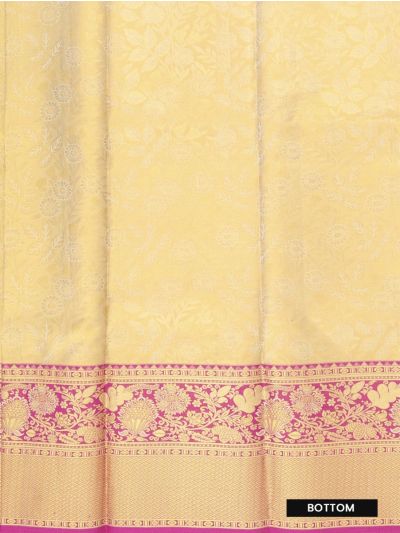 Gracecharm Pure Silk Floral Jaal with Floral Brocade Pattu Pavadai Material