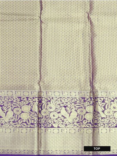 Gracecharm Pure Silk Floral Damask with Bird Border Pattu Pavadai Material
