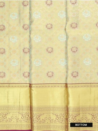 Gracecharm Pure Silk Rose Butta with Zari Border Pattu Pavadai Material