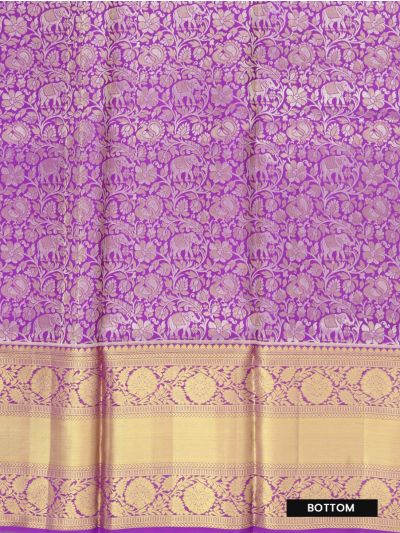 Gracecharm Pure Silk Elephant Floral Jaal Brocade Pattu Pavadai Material