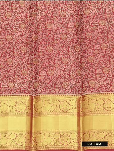 Gracecharm Pure Silk Floral Jaal with Zari Border Pattu Pavadai Material