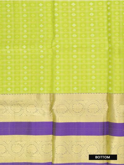 Gracecharm Pure Silk Check Butta with Contrast Border Pattu Pavadai Material