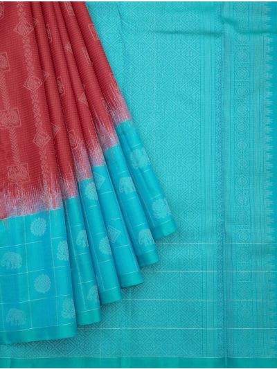 Gracecharm Pure Soft Silk Butta with Diamond Brocade Pallu Saree