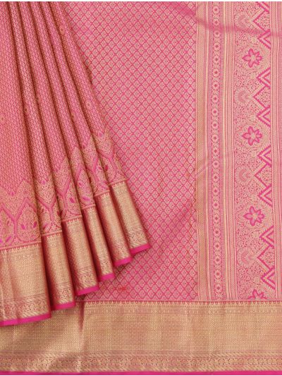 Gracecharm Silk Floral Butta with Zari Border Saree