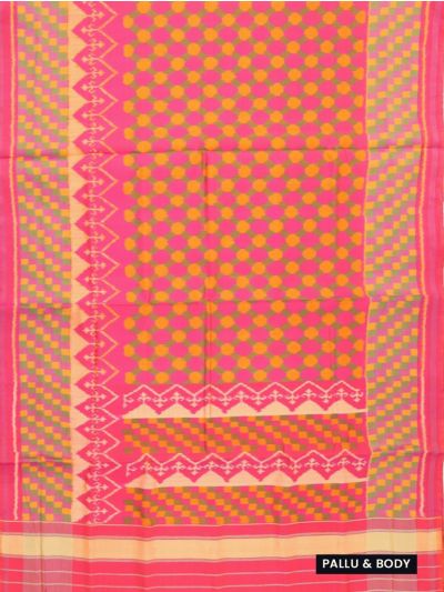 Pochampally Silk Multicolor Ikat with Geometric Pallu Saree