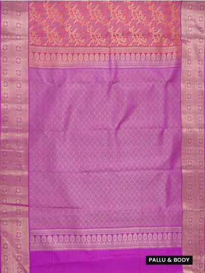 Gracecharm Silk Floral Vine Jaal with Diamond Brocade Pallu Saree