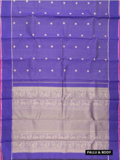 Vivaha Arani Pure Silk Zari Check Butta with Elephant Annapakshi Pallu Saree