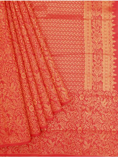 Vivaha Goddess Kanchipuram Pure Silk Floral Vine Jaal with Four-Petal Pallu Saree