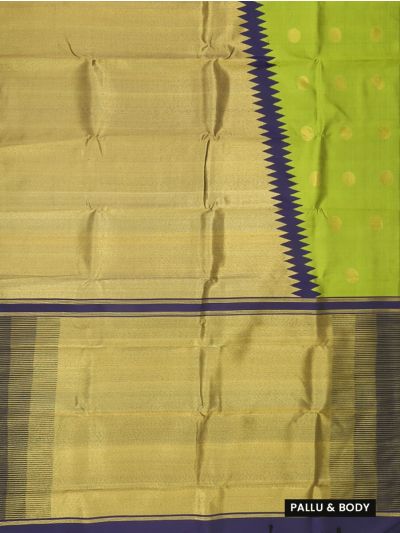 Vivaha Goddess Kanchipuram Pure Silk Round Zari Butta with Striped Pallu Saree