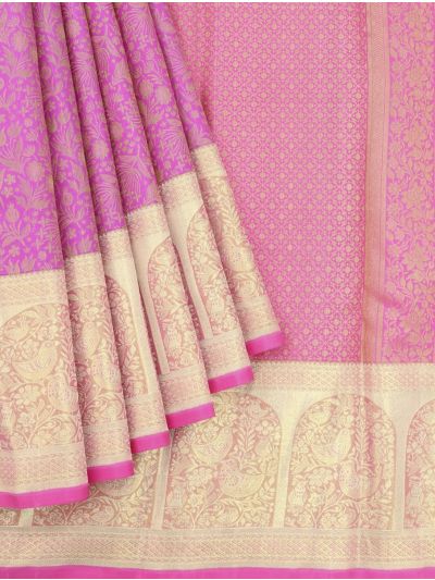Vivaha Goddess Kanchipuram Pure Silk Floral Jaal with Bird Motif Brocade Border Saree