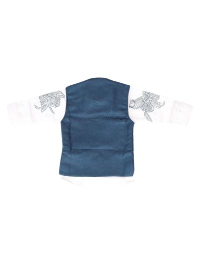 Gracecharm Boys Floral Embellished Nehru Waistcoat Shirt and Pant 3 Piece Set