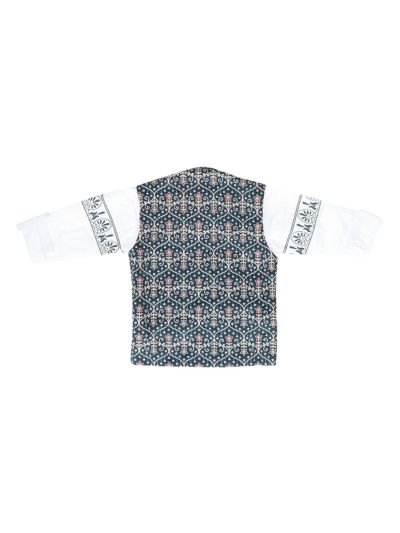 Gracecharm Boys Floral Trellis Nehru Waistcoat Shirt and Pant 3 Piece Set