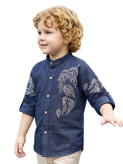 Gracecharm Boys Floral Vine Embroidered Nehru Waistcoat 3 Piece Set