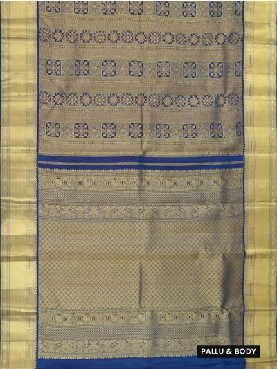 Vivaha Kanchipuram Pure Silk Floral Square Jaal with Zari Border Saree