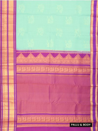 Vivaha Kanchipuram Pure Silk Check Tree Deer Butta with Contrast Pallu Saree