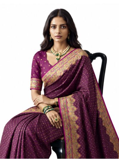 Gracecharm Katan Silk Butta with Floral Jaal Pallu Saree