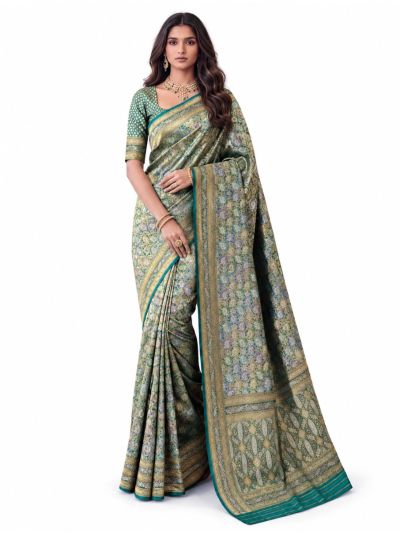 Gracecharm Mashru Kanjivaram Silk Floral Jaal Motif with Border Saree