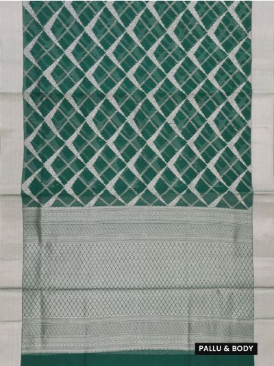 Gracecharm Kora Silk Cotton Floral Diamond Lattice Jaal Saree