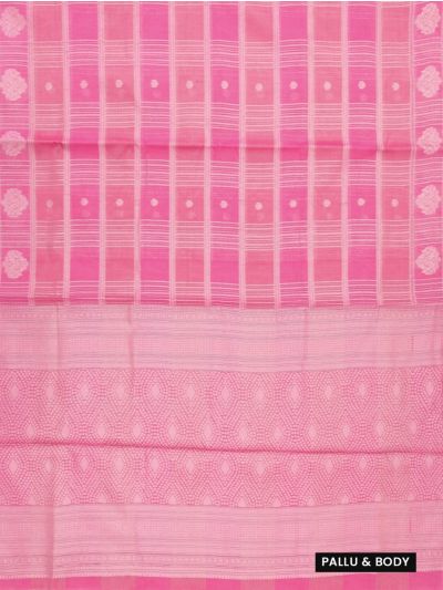 Gracecharm Kora Silk Cotton Geometric Check Floral Butta Saree