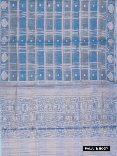 Gracecharm Kora Silk Cotton Geometric Check Floral Butta Saree