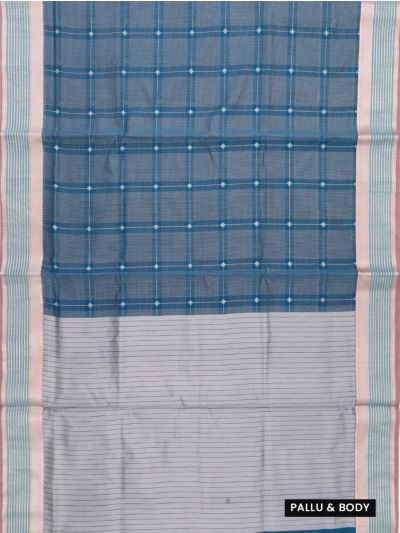 Gracecharm Kora Silk Cotton Window Check Diamond Butta Saree