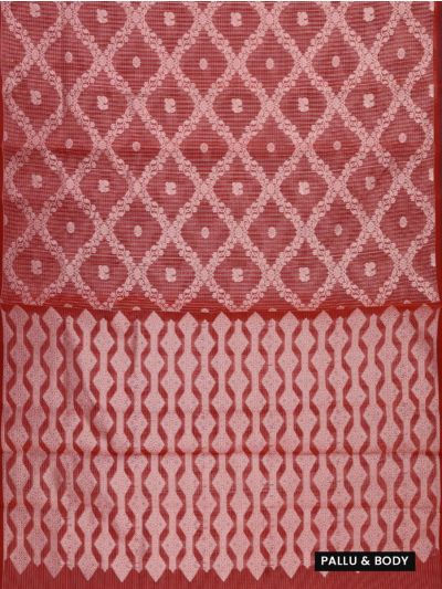 Gracecharm Kora Silk Cotton Floral Diamond Jaal Saree