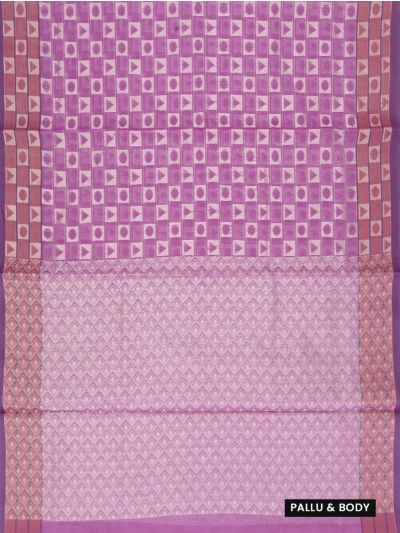 Gracecharm Kora Silk Cotton Triangle Circle with Diamond Jaal Pallu Saree