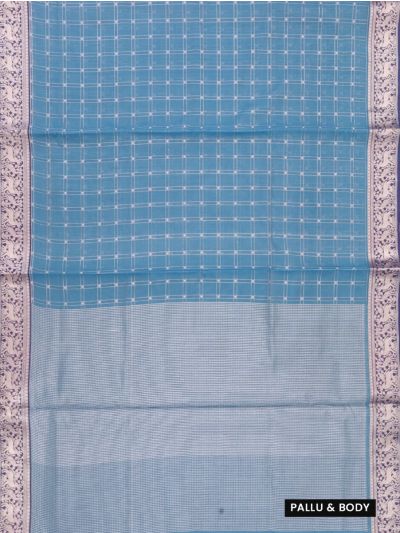 Gracecharm Kora Silk Cotton Window Check with Micro Check Pallu Saree