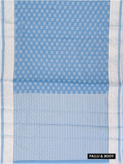 Gracecharm Kora Silk Cotton Linear Check with Dash Butta Pallu Saree
