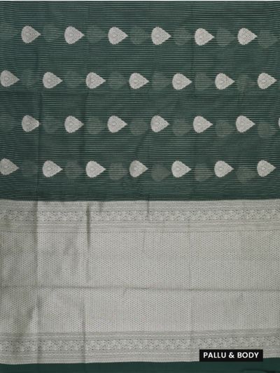 Gracecharm Kora Silk Cotton Floral Butta with Geometric Pallu Saree

