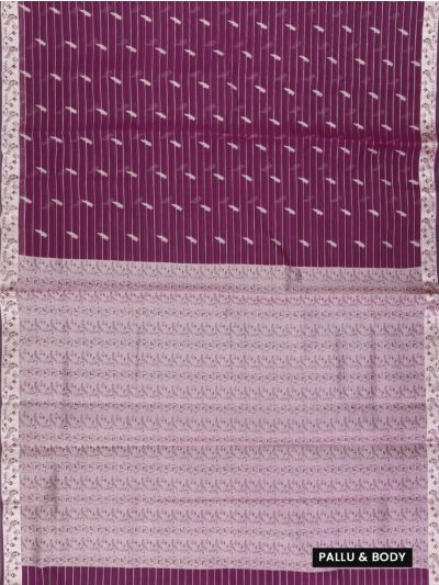 Gracecharm Kora Silk Cotton Bird Butta with Bird Vine Pallu Saree