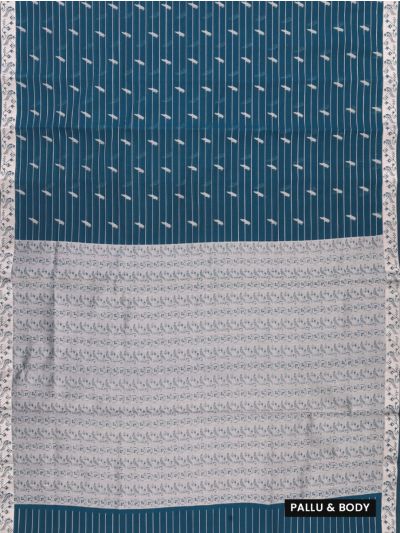 Gracecharm Kora Silk Cotton Bird Butta with Bird Vine Pallu Saree