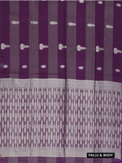 Gracecharm Kora Silk Cotton Stripe Butta with Geometric Pallu Saree