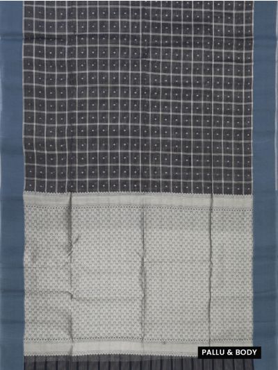 Gracecharm Kora Silk Cotton Window Check Butta with Diamond Pallu Saree